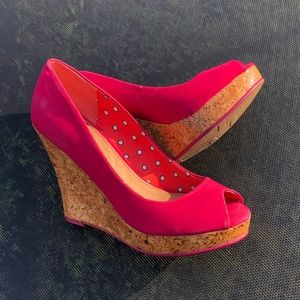 fergalicious pink cork wedges size 6